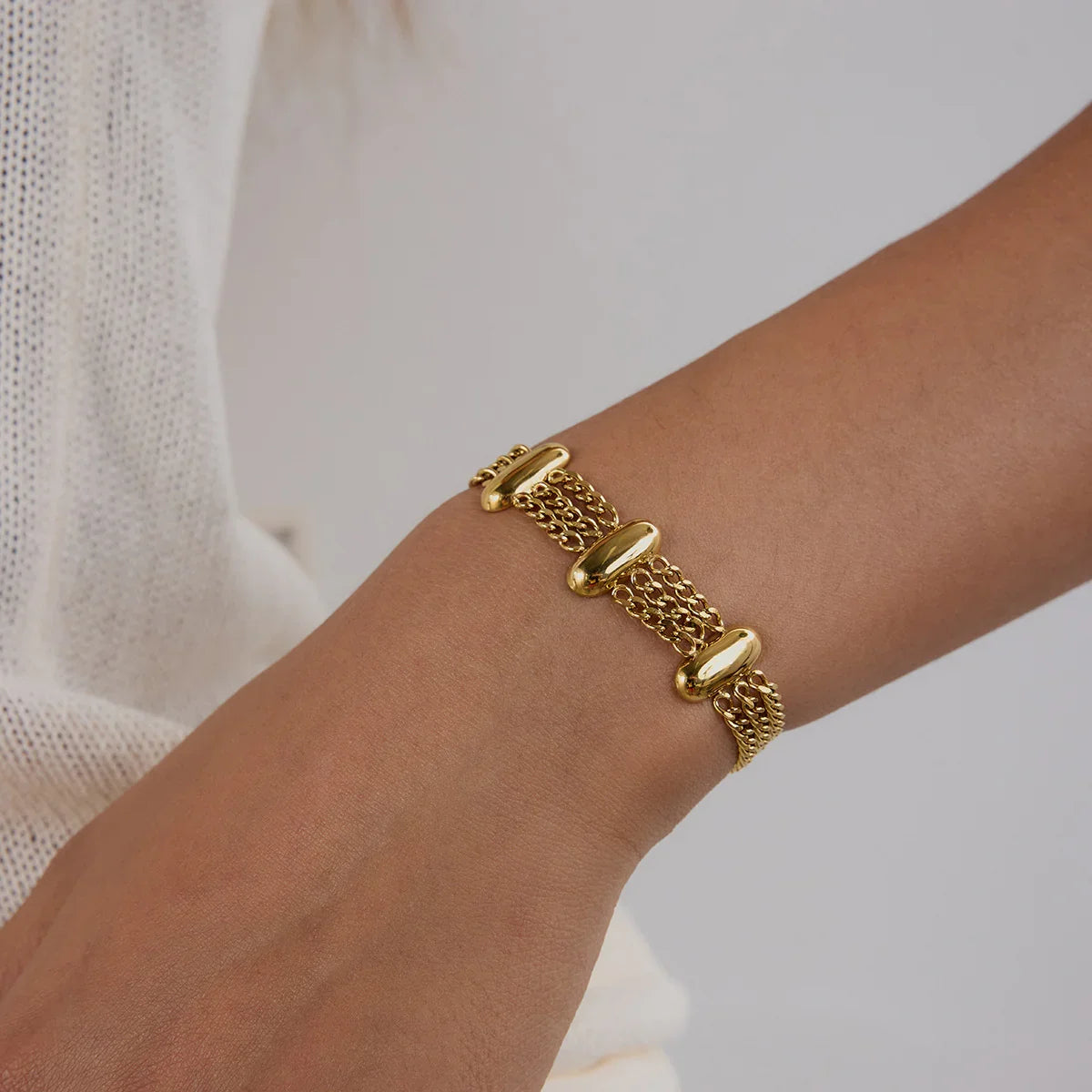 [AuraEcho]Kathleen Layered Chain Gold Bracelet