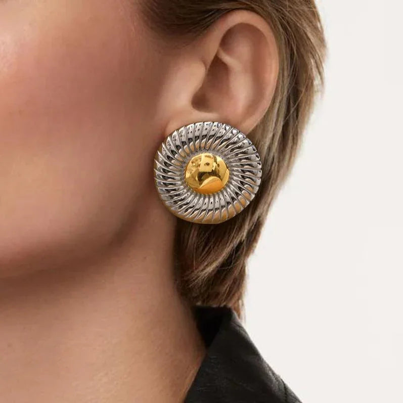 [AuraEcho]Summers Gold Button Earrings