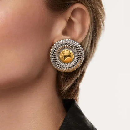 [AuraEcho]Summers Gold Button Earrings