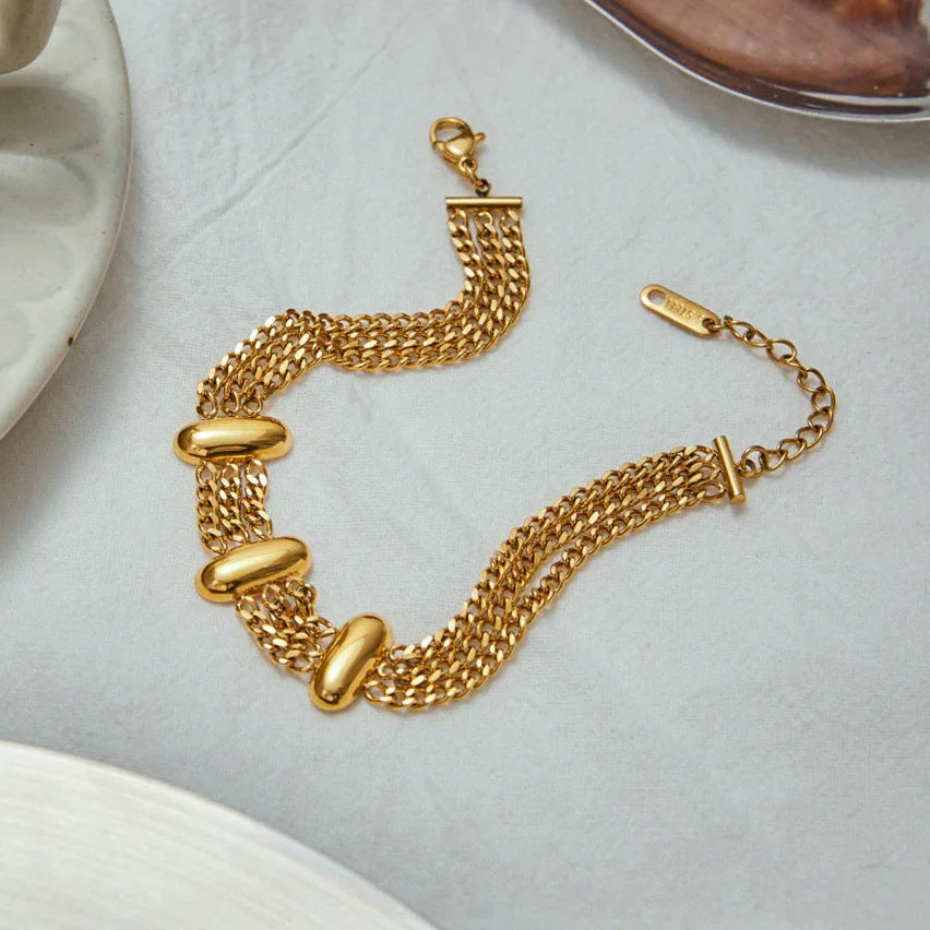 [AuraEcho]Kathleen Layered Chain Gold Bracelet