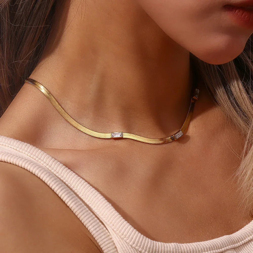 [AuraEcho]Eve Herringbone Gold Necklace