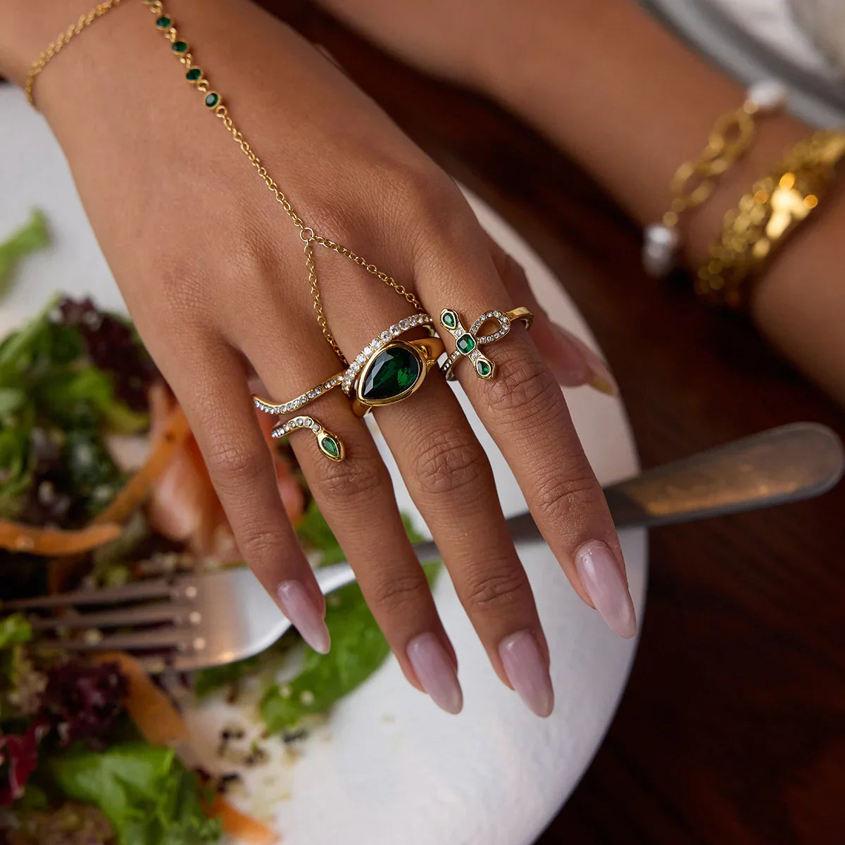 [AuraEcho]Joy Diamond Knot Gold Ring