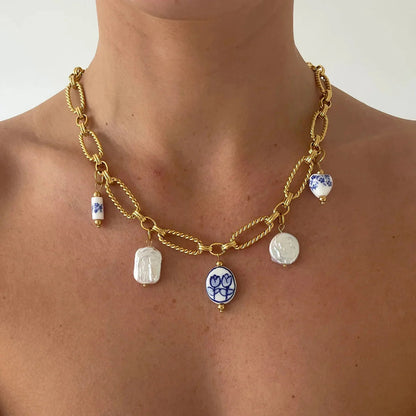 [AuraEcho]Cerulean Freshwater Pearl Necklace