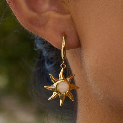 [AuraEcho]Helia Sun-shaped Moonstone Earrings
