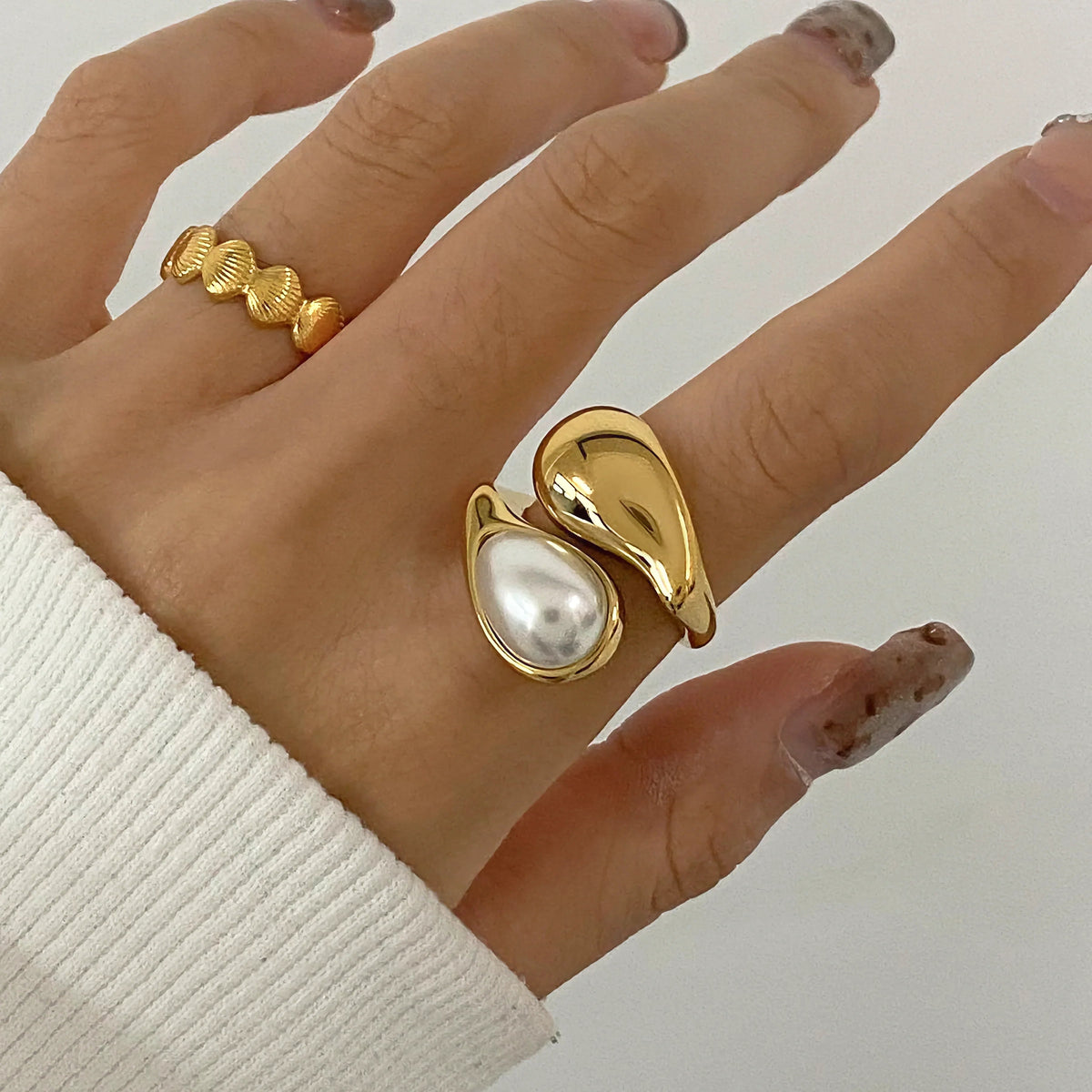 [AuraEcho]Mara Amber Pearl Ring