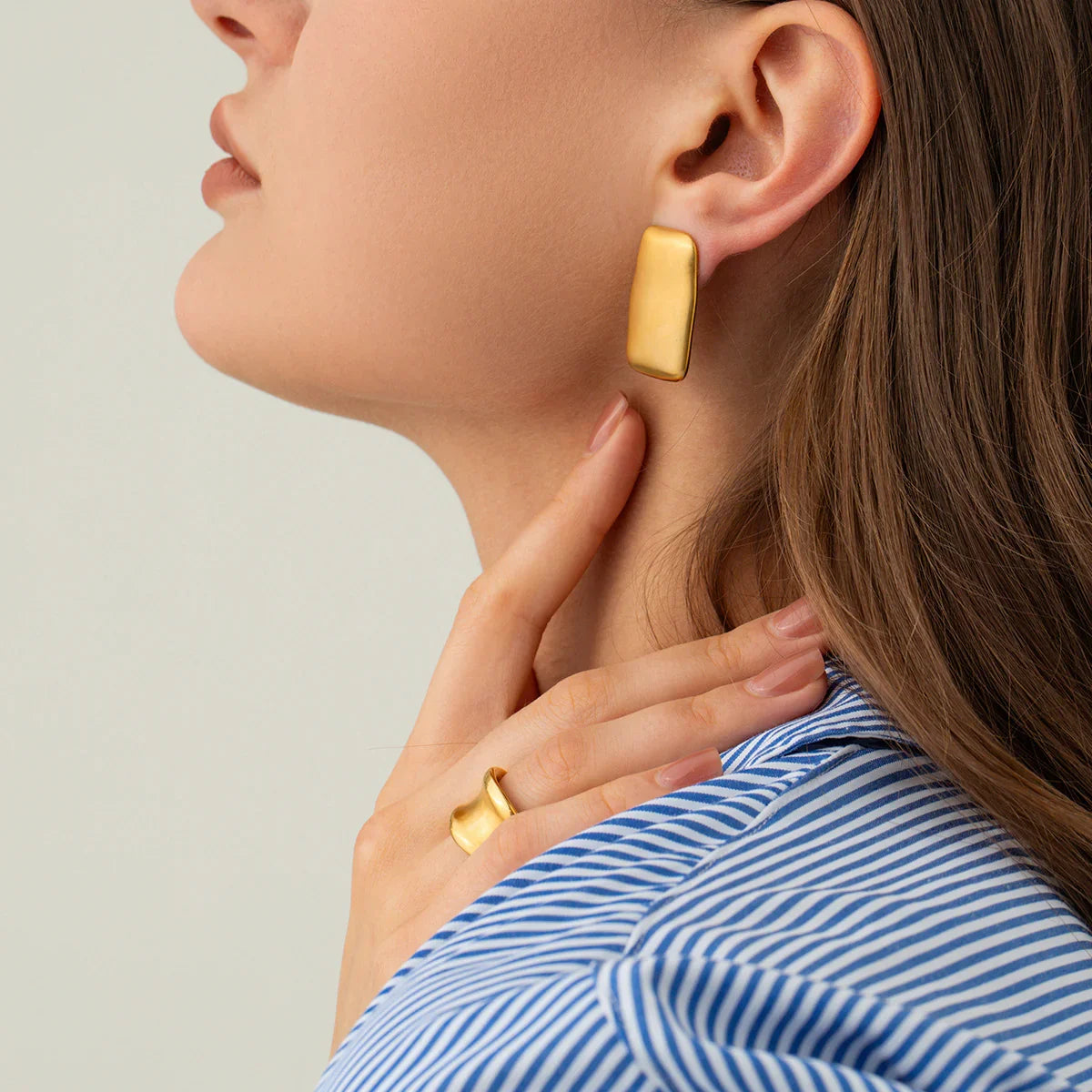 [AuraEcho]Olive Gold Earrings