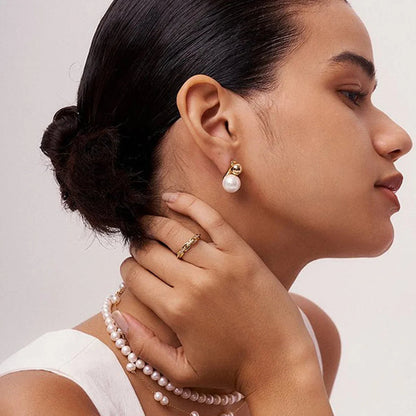 [AuraEcho]Nautica Dome Pearl Earrings