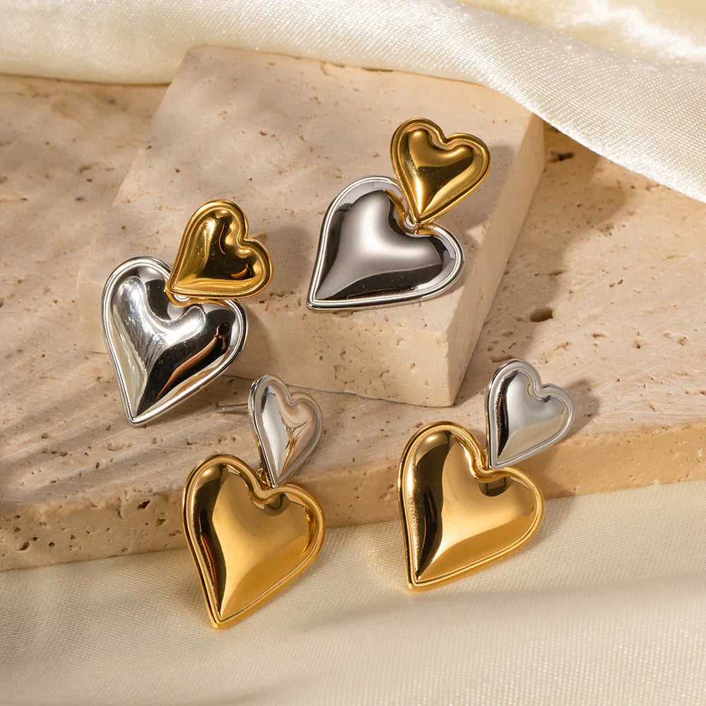 [AuraEcho]Zofia Two Tone Heart Earrings