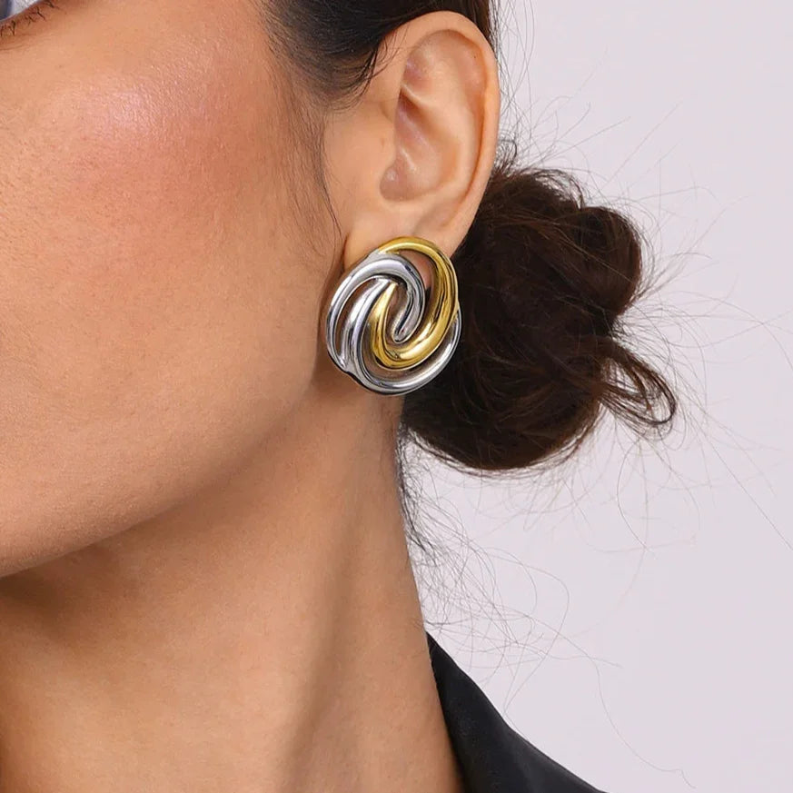[AuraEcho]Janice Triple Spiral Gold Earrings
