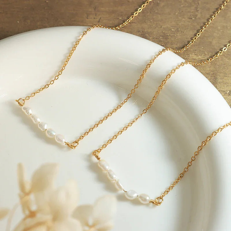[AuraEcho]Fleur Freshwater Pearl Gold Necklace