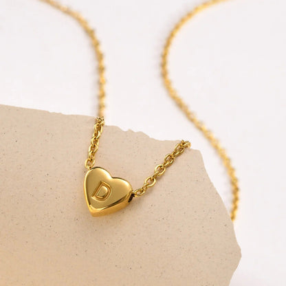 [AuraEcho]Heart Initial Gold Necklace