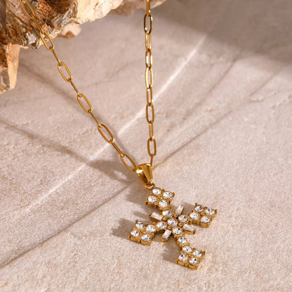 [AuraEcho]Divina Crystal Cross Necklace