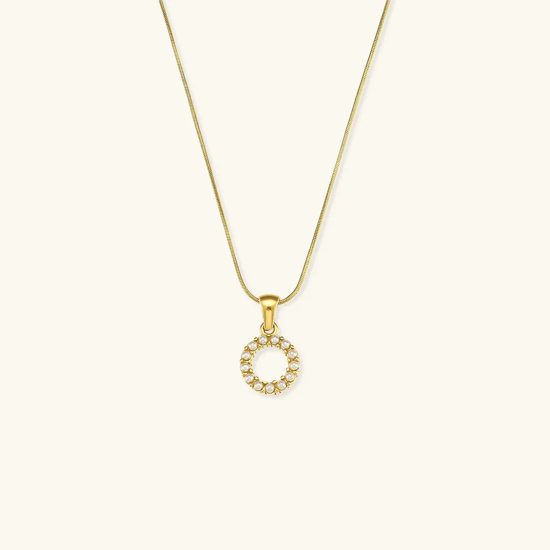[AuraEcho]Augustine Initial Letter Pearl Necklace
