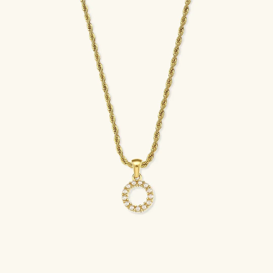 [AuraEcho]Elodie Initial Letter Pearl Necklace
