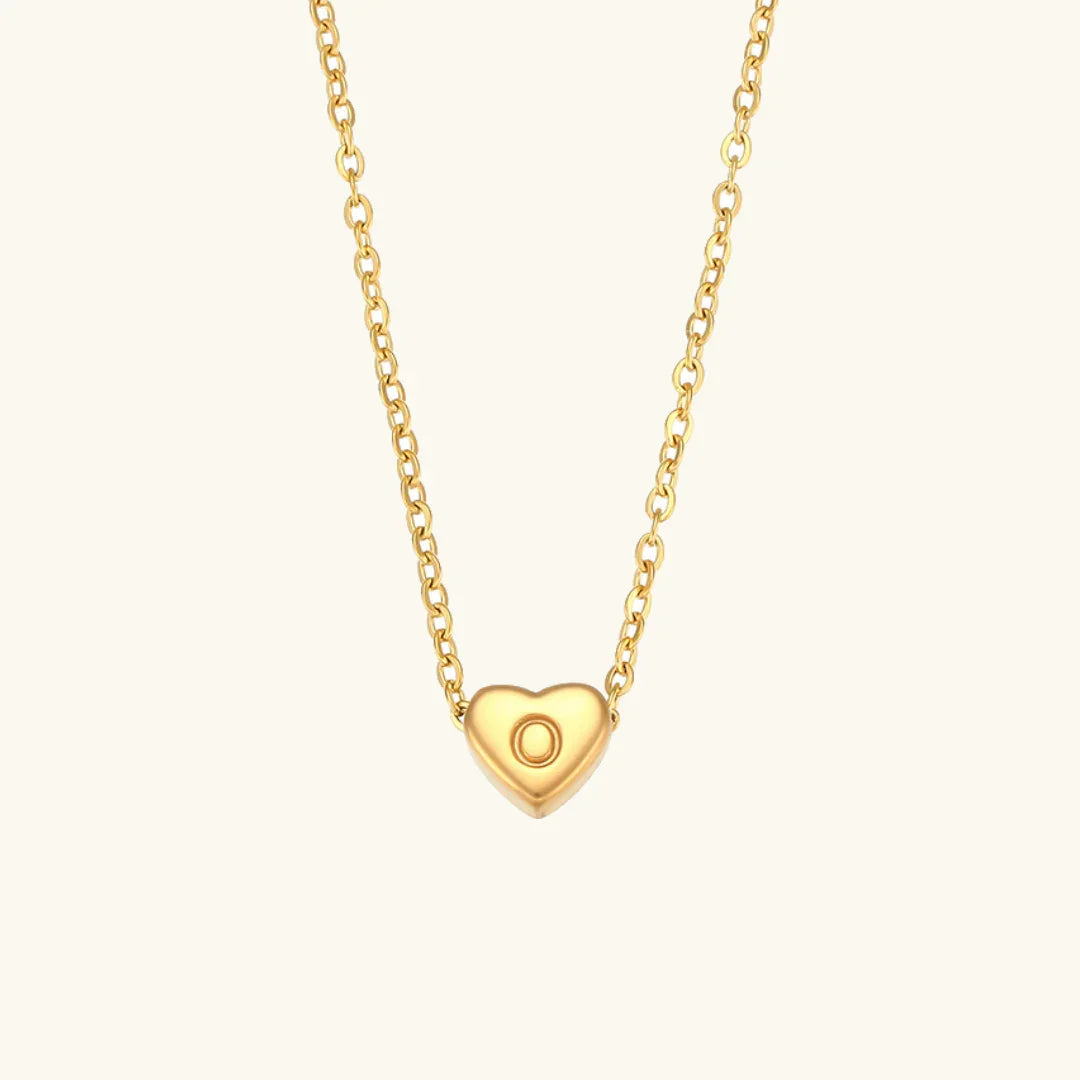 [AuraEcho]Heart Initial Gold Necklace