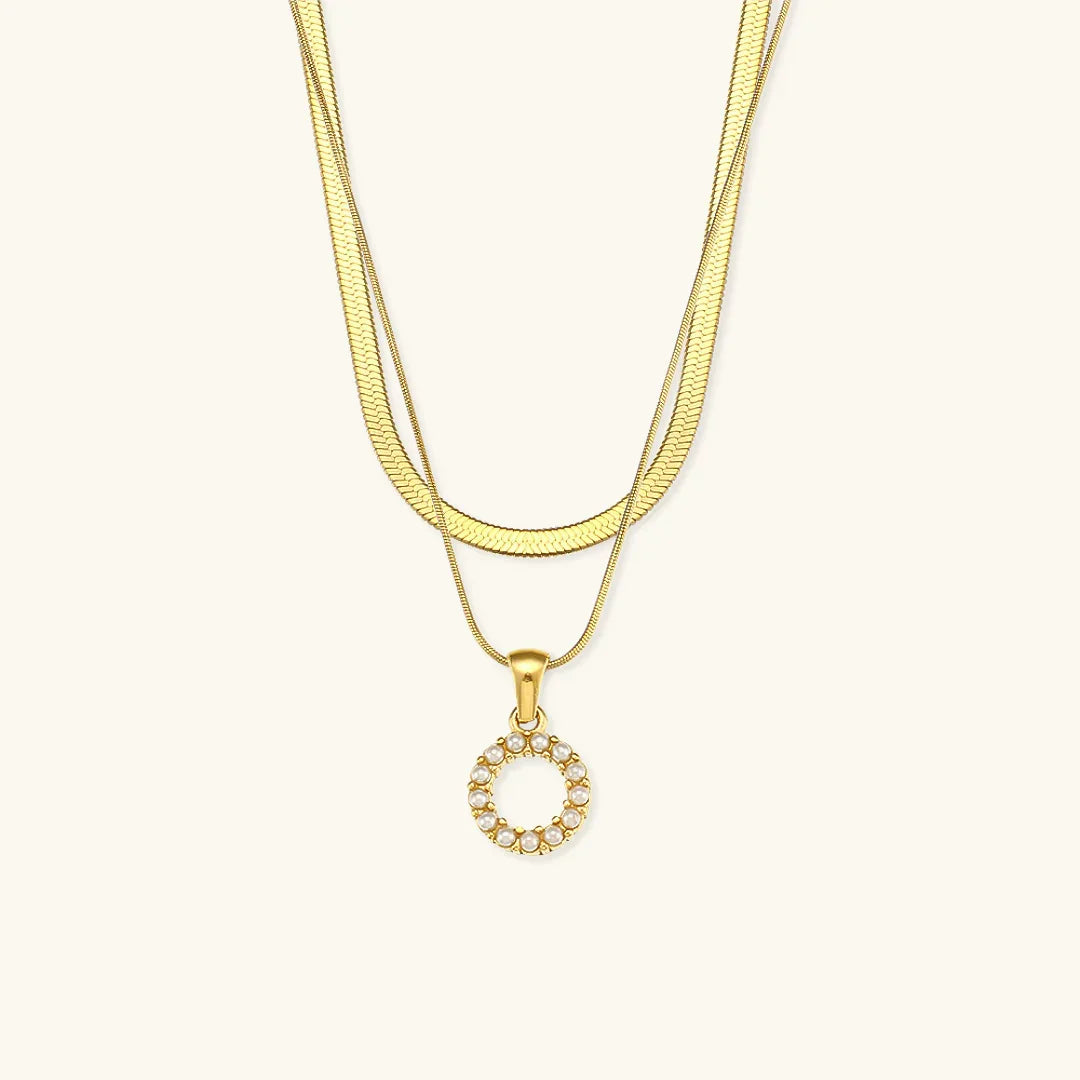 [AuraEcho]Fiona Layered Gold Initial Letter Necklace