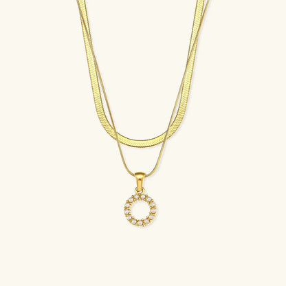 [AuraEcho]Fiona Layered Gold Initial Letter Necklace
