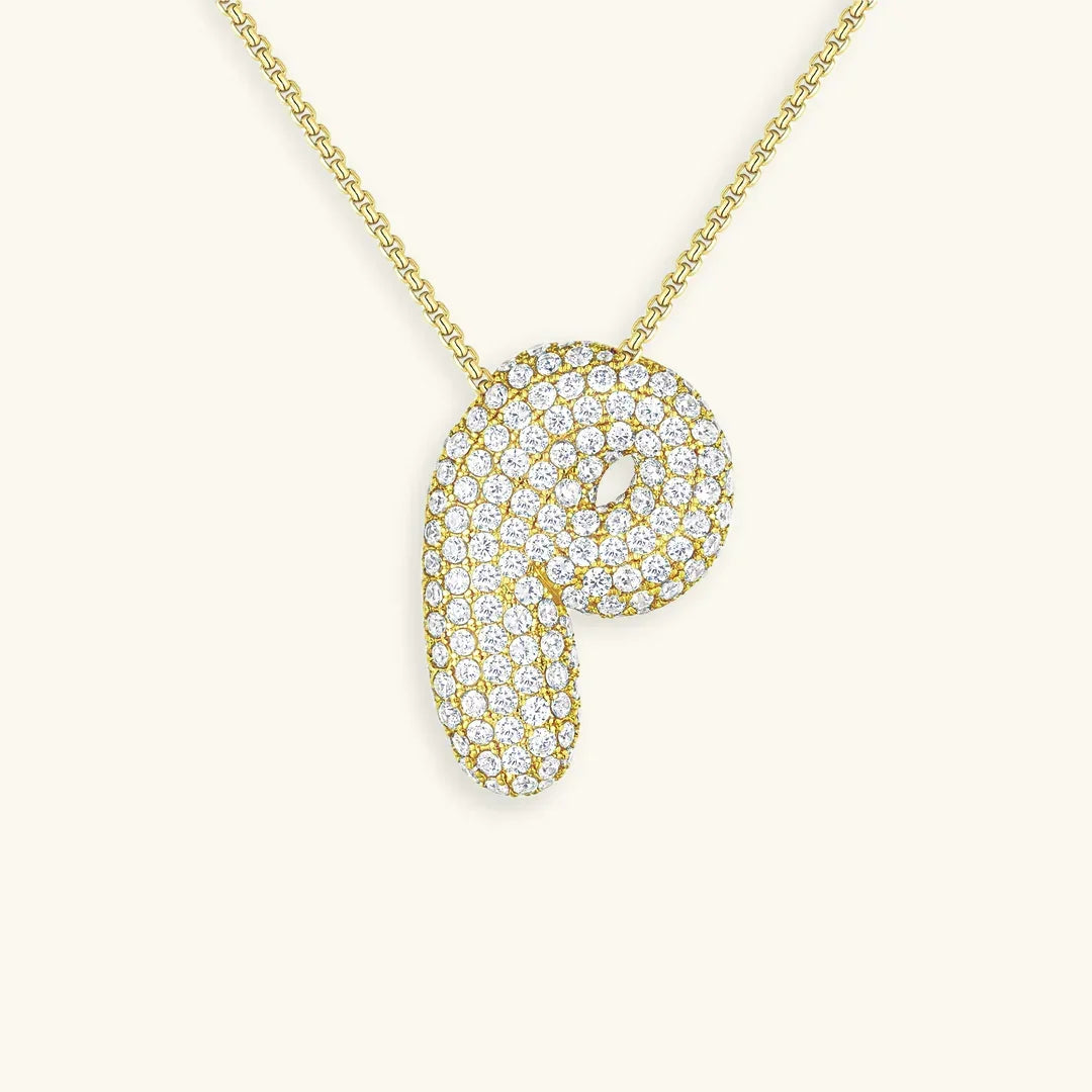 [AuraEcho]Bubble Initial Diamond Necklace