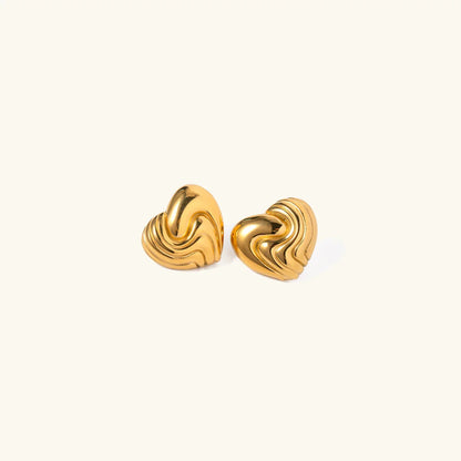 [AuraEcho]Milena Heart Gold Earrings
