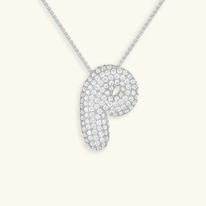 [AuraEcho]Bubble Initial Diamond Necklace