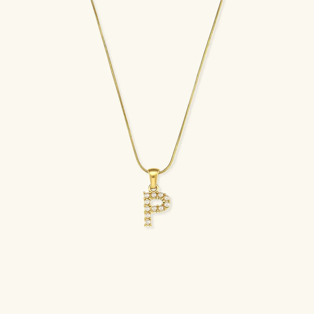 [AuraEcho]Augustine Initial Letter Pearl Necklace