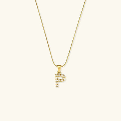 [AuraEcho]Augustine Initial Letter Pearl Necklace