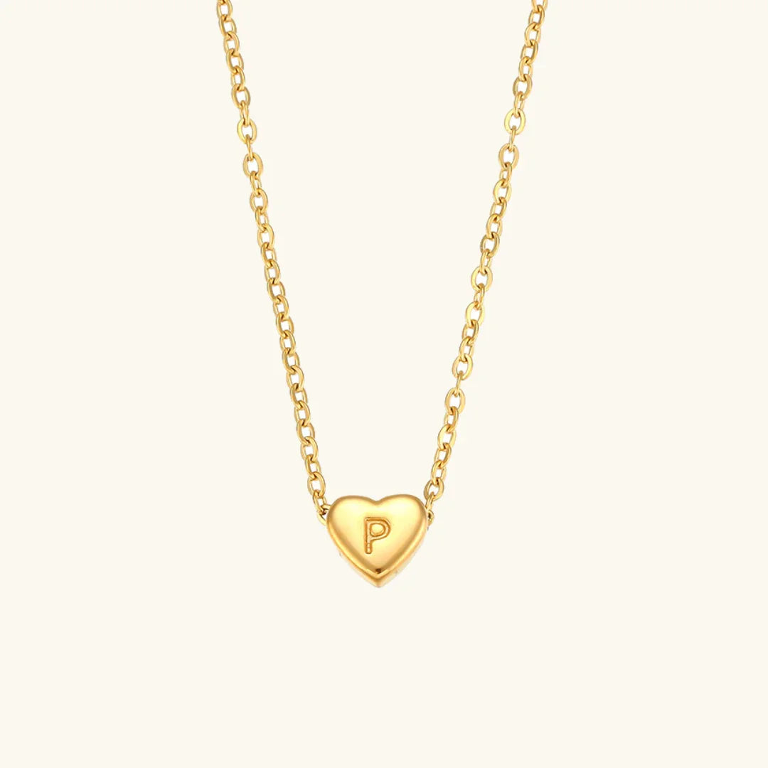 [AuraEcho]Heart Initial Gold Necklace