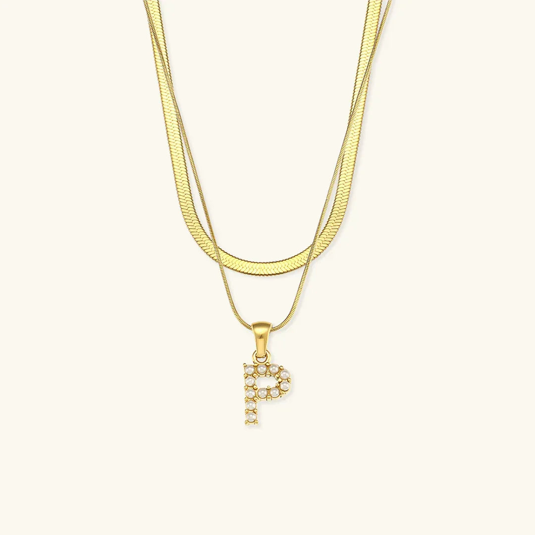 [AuraEcho]Fiona Layered Gold Initial Letter Necklace