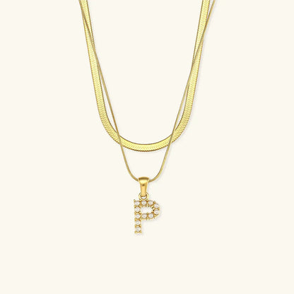 [AuraEcho]Fiona Layered Gold Initial Letter Necklace