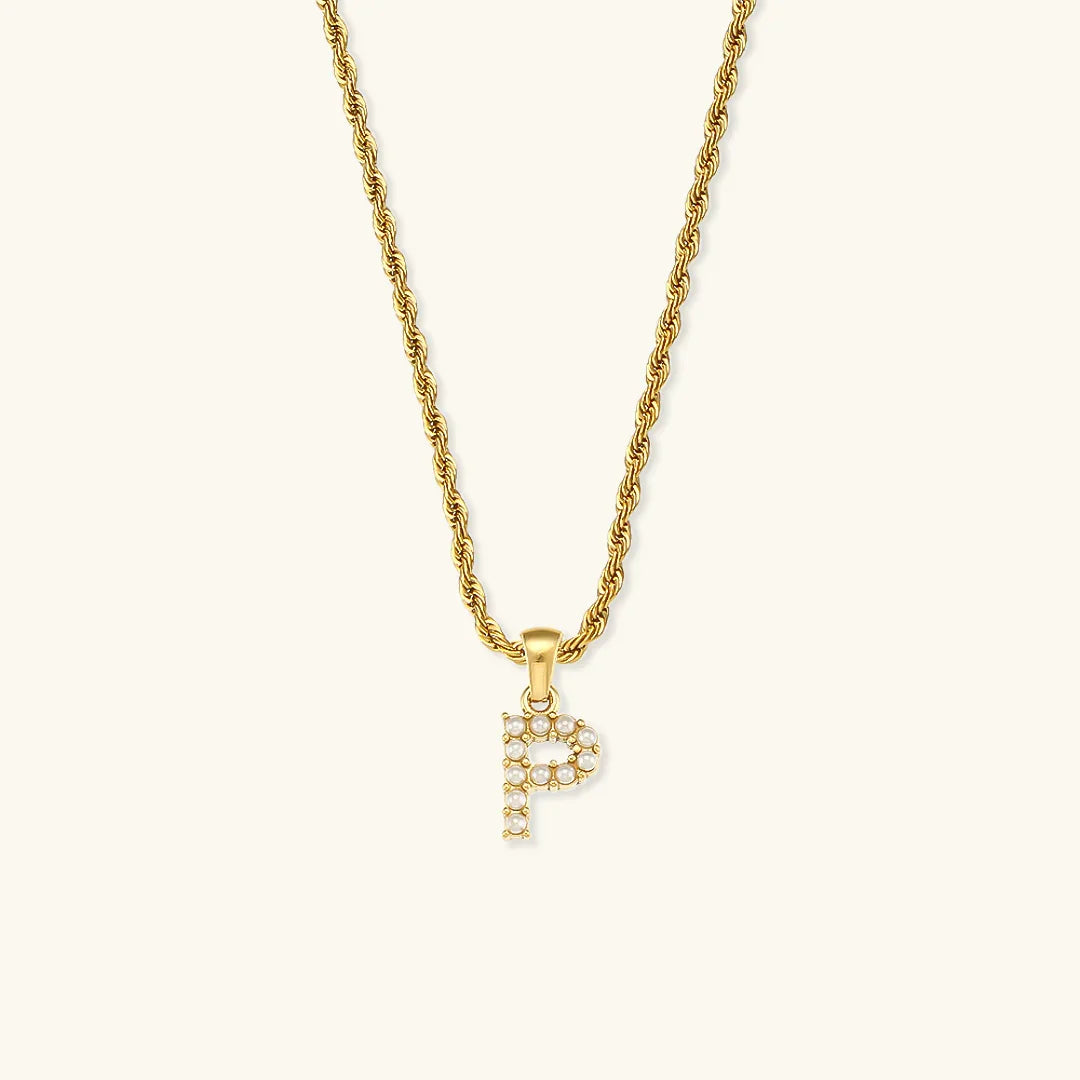 [AuraEcho]Elodie Initial Letter Pearl Necklace