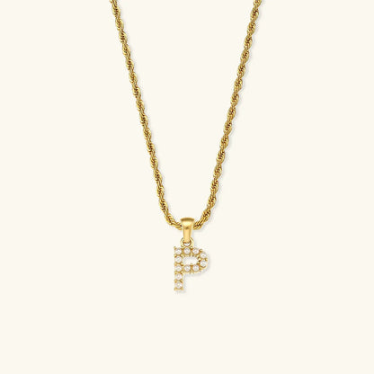 [AuraEcho]Elodie Initial Letter Pearl Necklace
