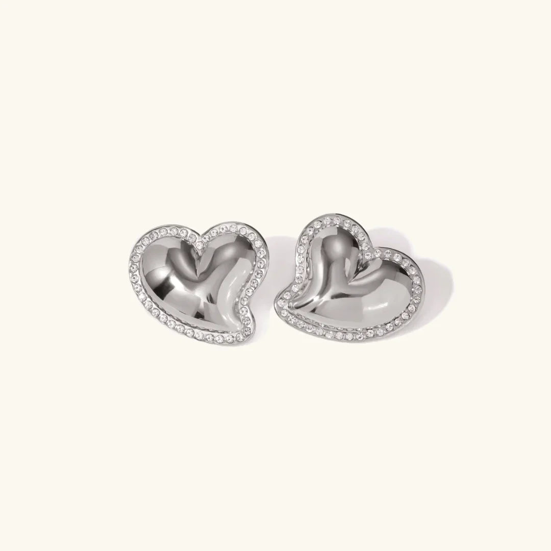 [AuraEcho]Holly Heart Gold Earrings