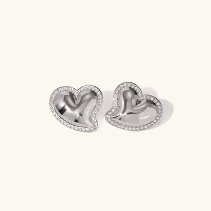 [AuraEcho]Holly Heart Gold Earrings