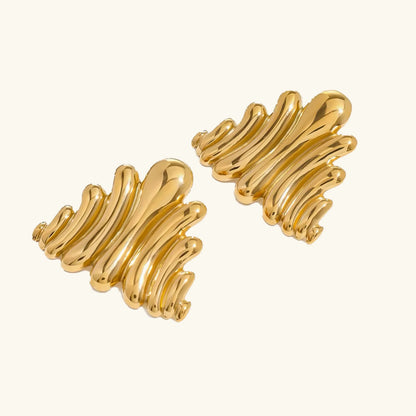 [AuraEcho]Nora Ripple Gold Earrings