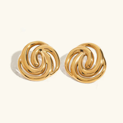 [AuraEcho]Janice Triple Spiral Gold Earrings