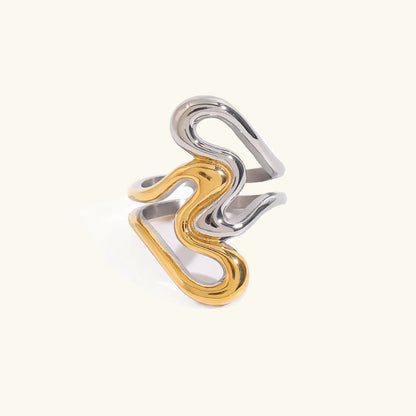 [AuraEcho]Corina Abstract Gold Ring