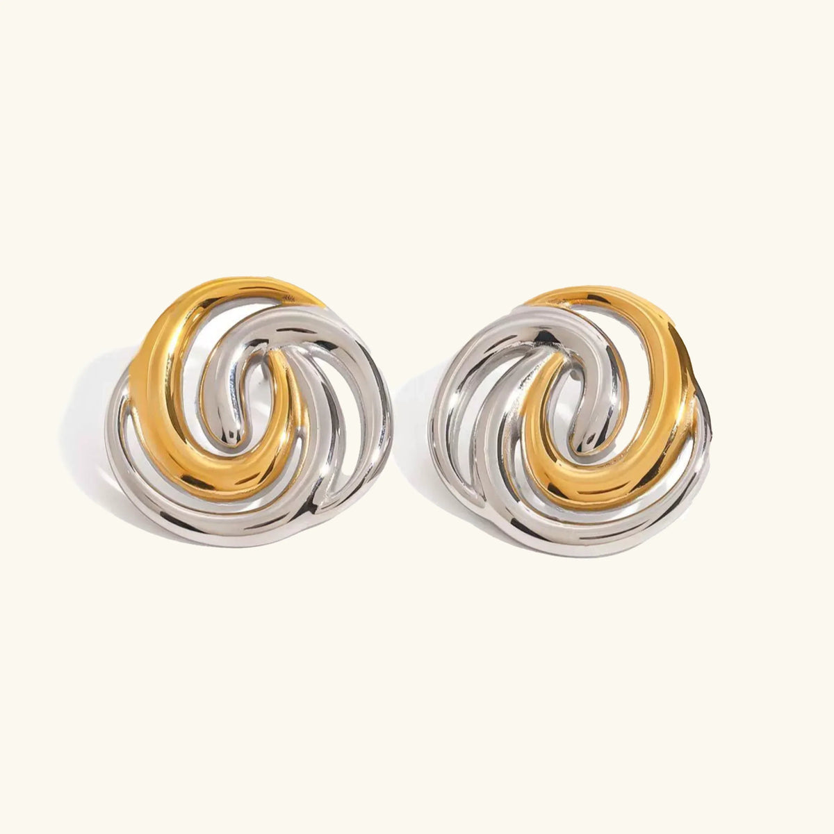 [AuraEcho]Janice Triple Spiral Gold Earrings