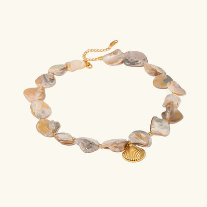 [AuraEcho]Aquamarine Seashell Necklace
