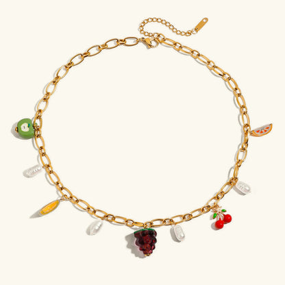[AuraEcho]Michelle Fruit Charm Gold Necklace