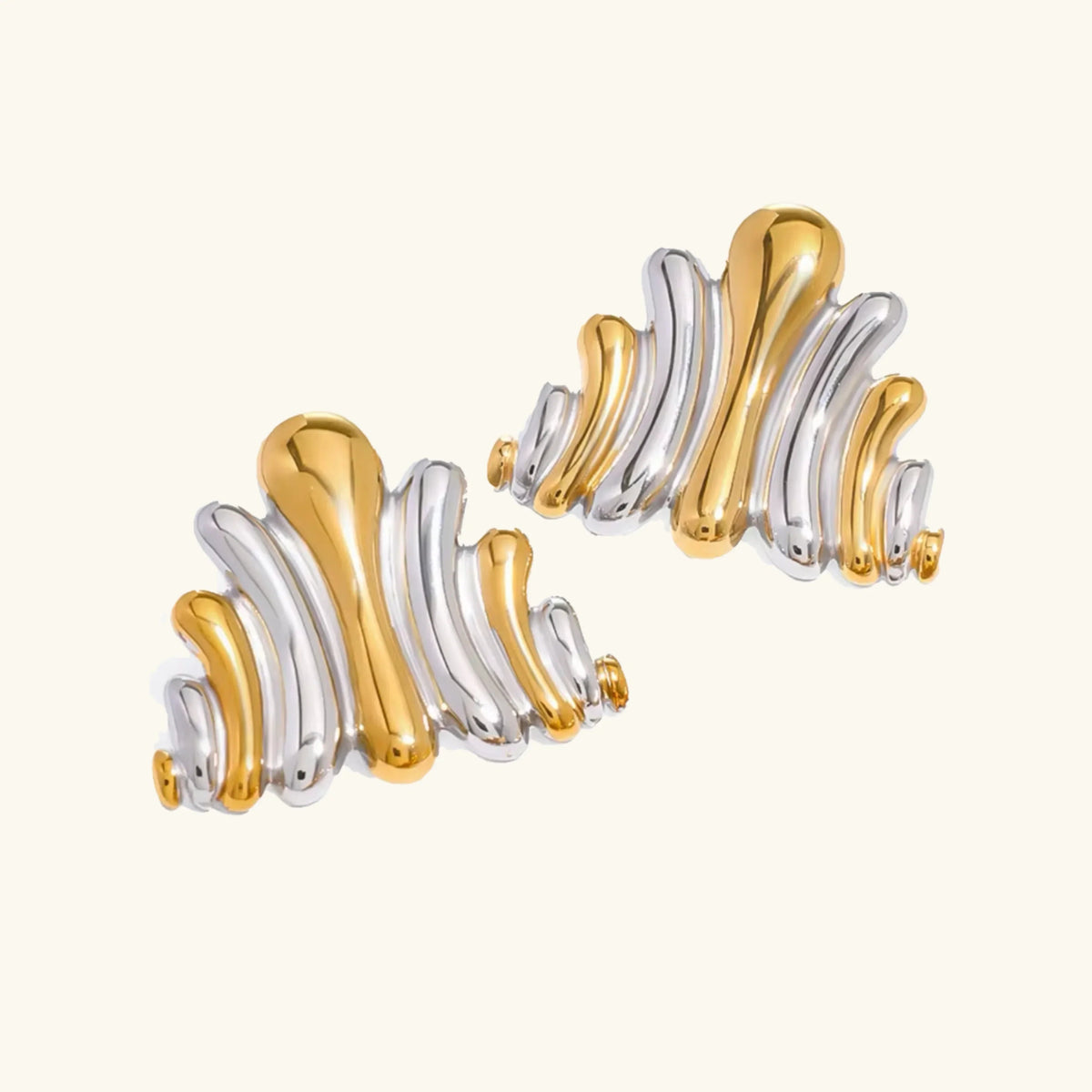 [AuraEcho]Nora Ripple Gold Earrings