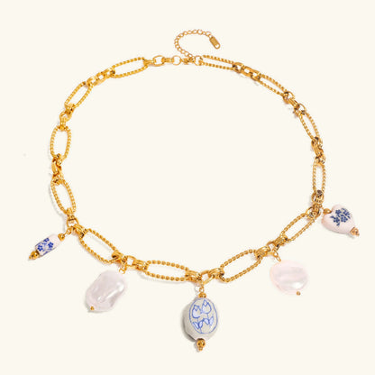 [AuraEcho]Cerulean Freshwater Pearl Necklace