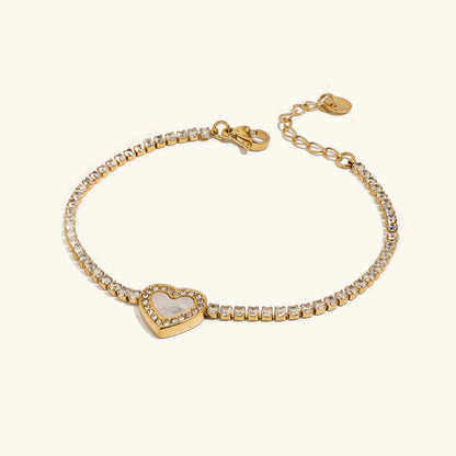 [AuraEcho]Cameron Diamond Heart Tennis Bracelet