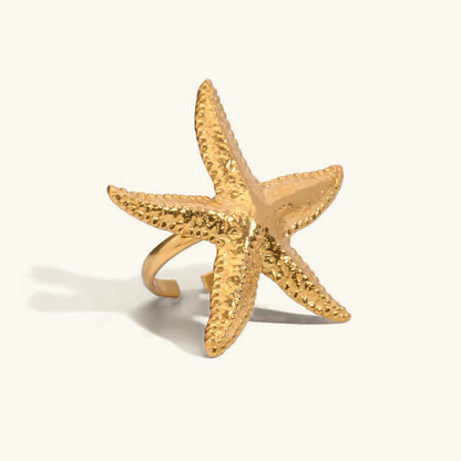 [AuraEcho]Seabreeze Gold Starfish Ring