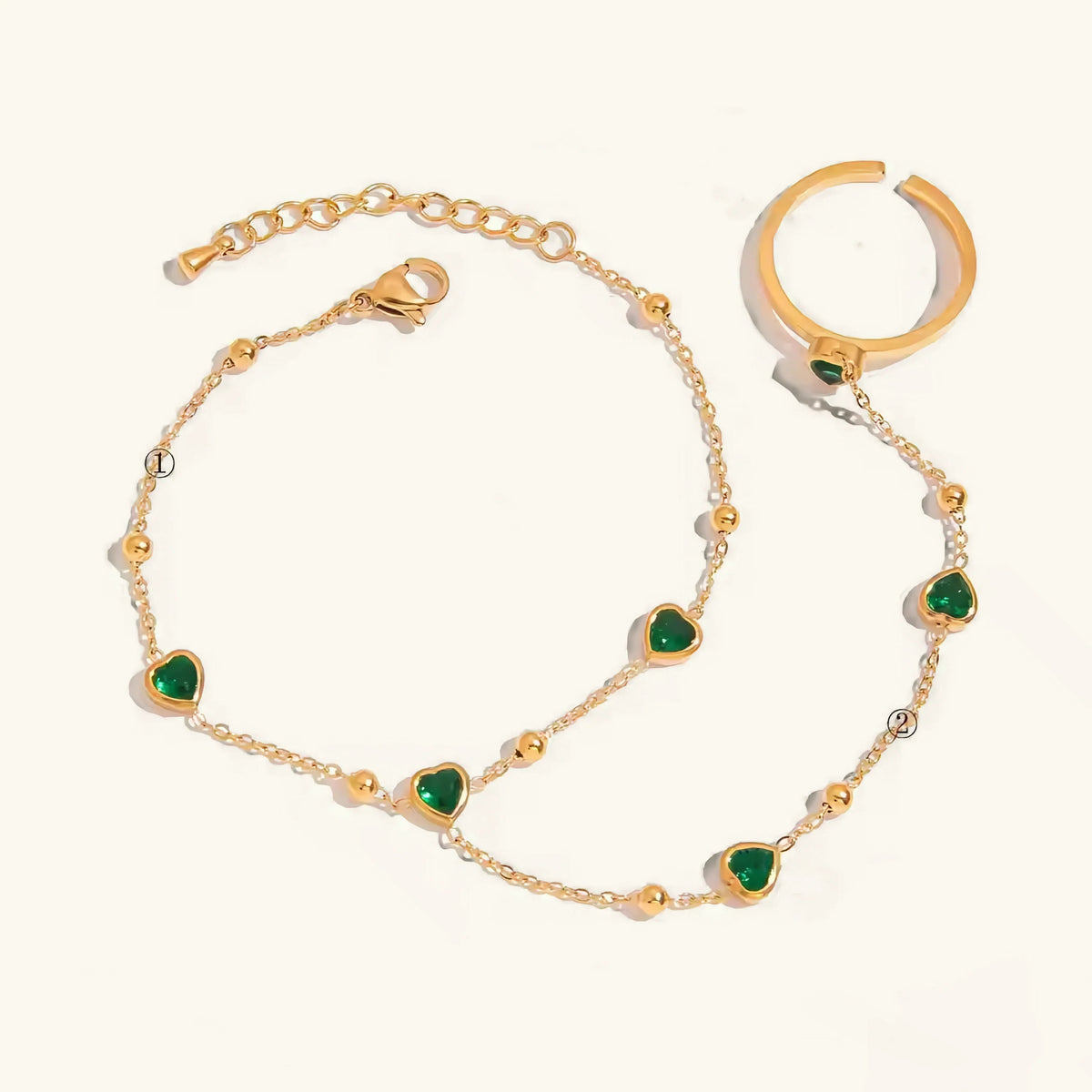 [AuraEcho]Gladys Emerald Heart Hand Chain