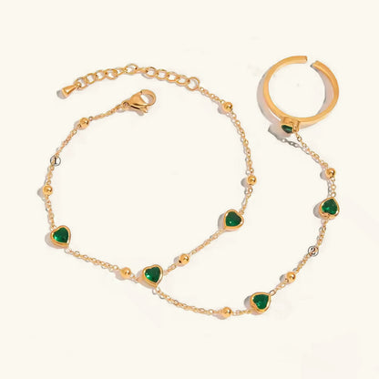 [AuraEcho]Gladys Emerald Heart Hand Chain