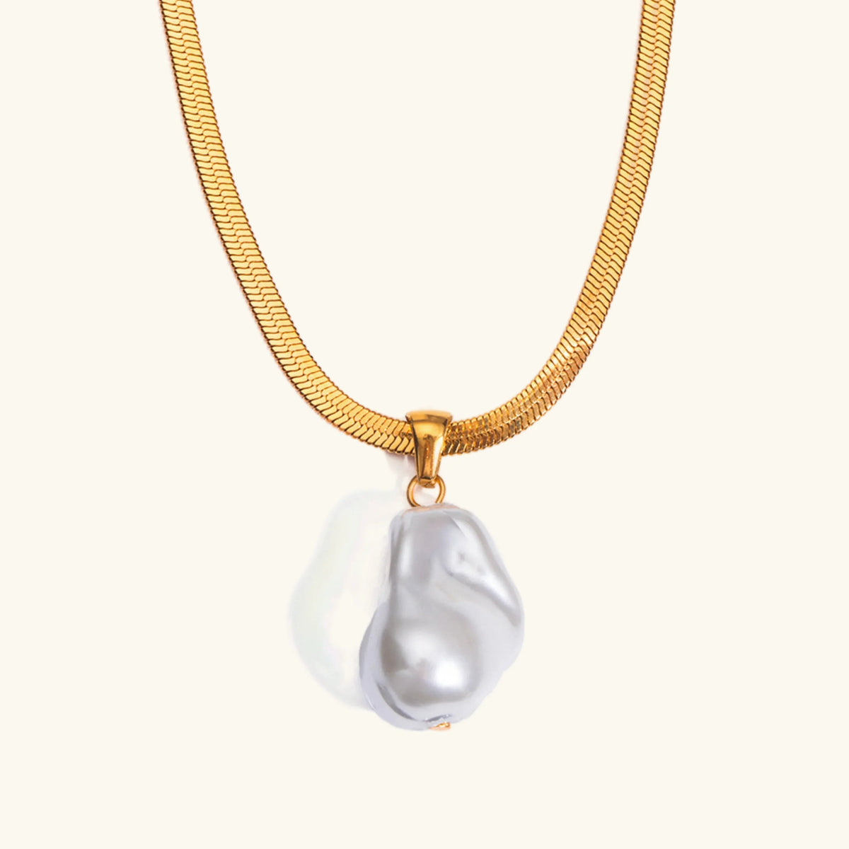 [AuraEcho]Glorietta Herringbone Pearl Necklace