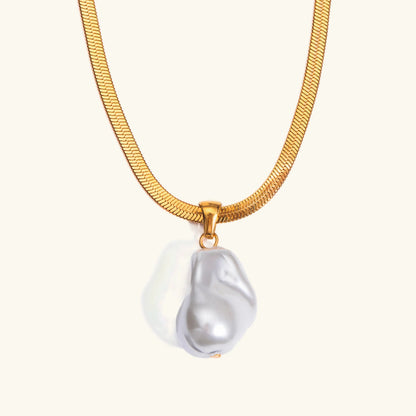 [AuraEcho]Glorietta Herringbone Pearl Necklace