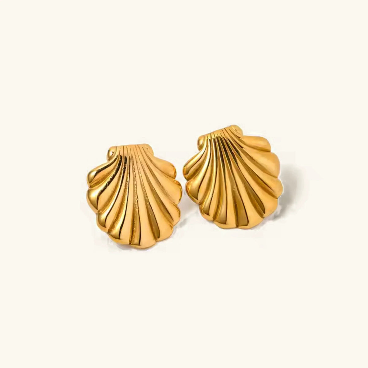 [AuraEcho]Bayside Gold Seashell Earrings
