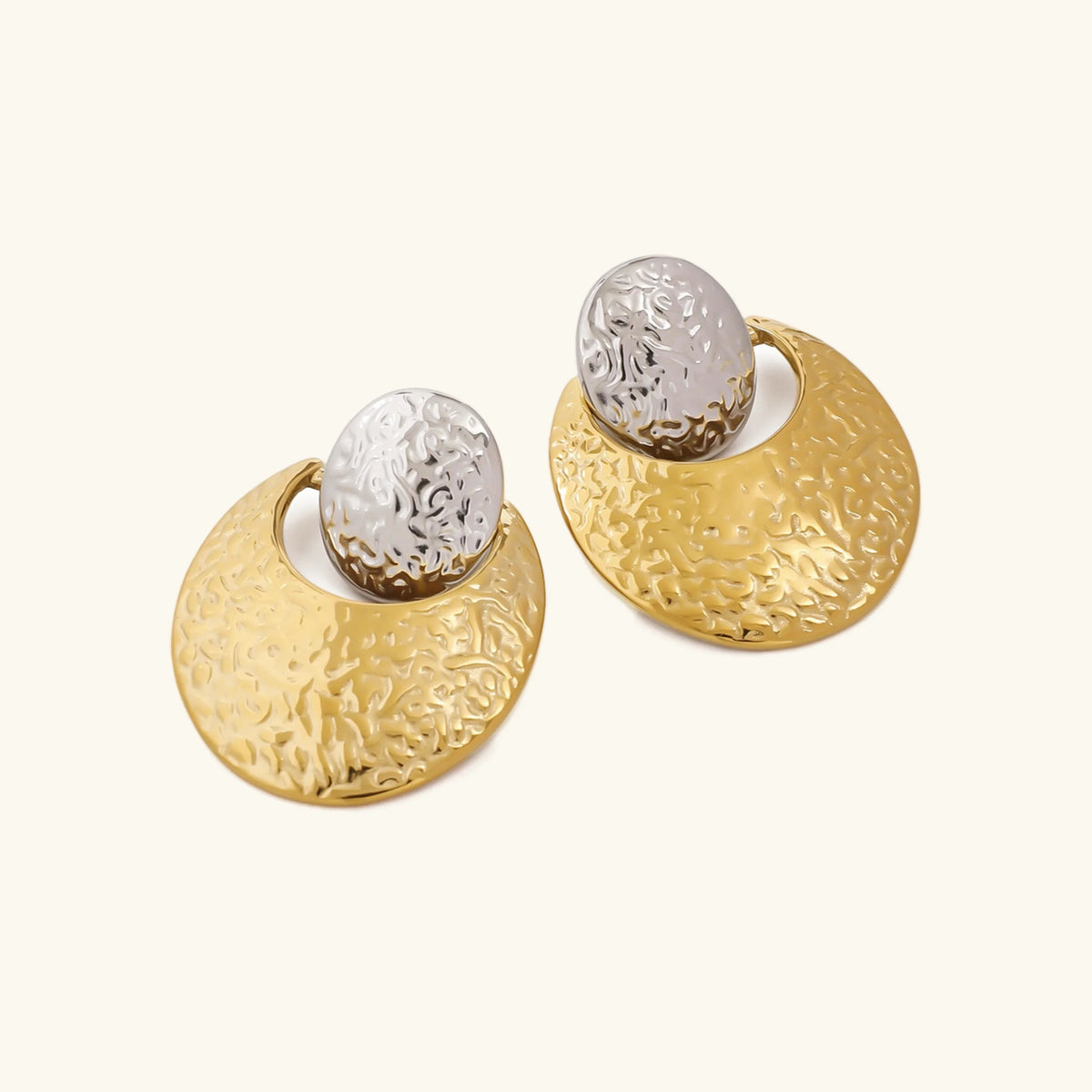 [AuraEcho]Shelly Two Tone Crescent Earrings