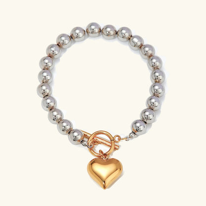 [AuraEcho]Alicia Chunky Bead Heart Bracelet